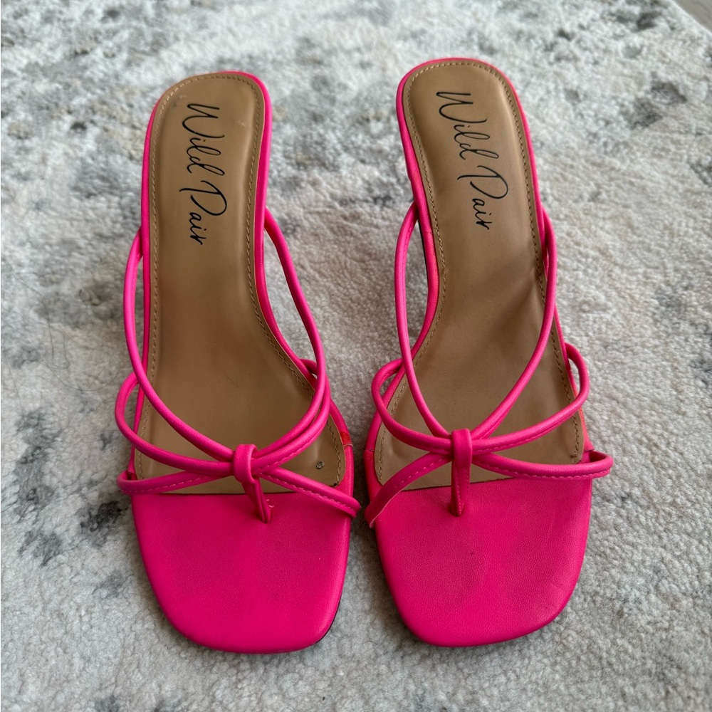 Lolaa Womens Solid Thong Slide Hot Pink Worn Once